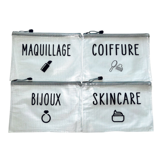 Lot de 4 pochettes beauté de rangement pour l’organisation