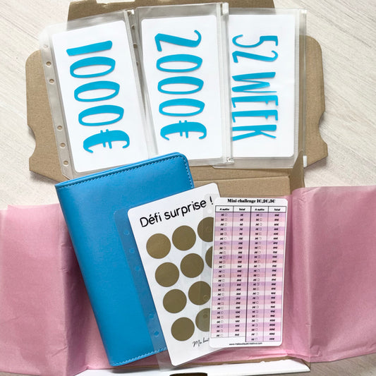 Pack classeur + défis format A6 bleu
