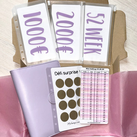 Pack classeur + défis format A6 lilas