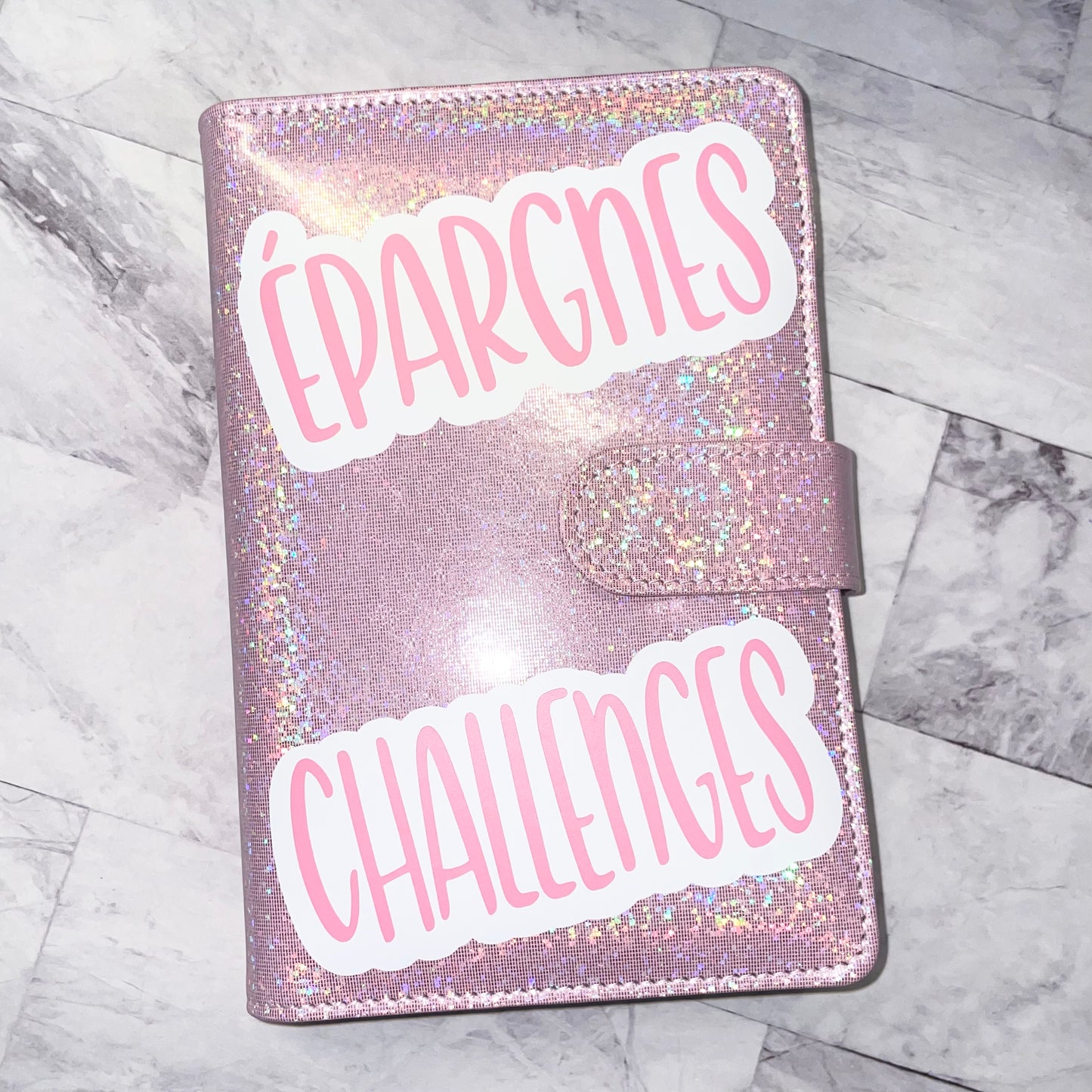 Classeur budget enveloppes paillettes holographique A6 personnalisable