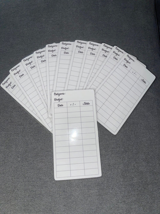 Lot de 12 trackers plastifiés pour enveloppes budgétaires A6