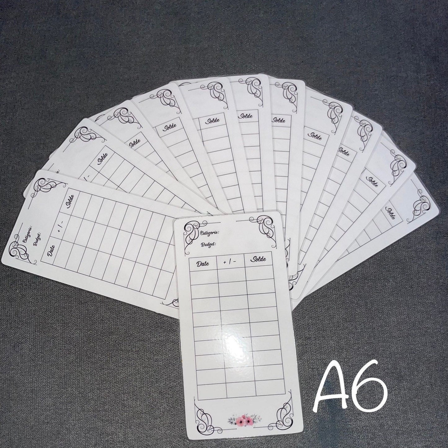 Lot de 12 trackers fleures plastifiés format A6 enveloppes budgétaire