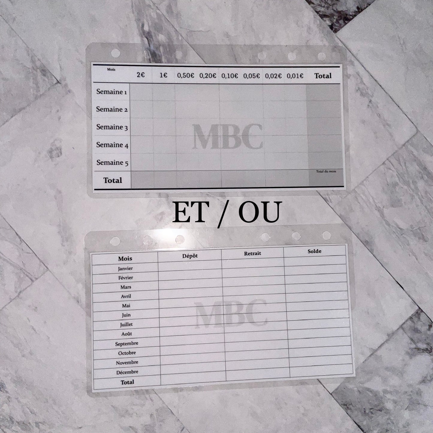 1 Tracker budget pièces de monnaies par semaines ET/OU par mois