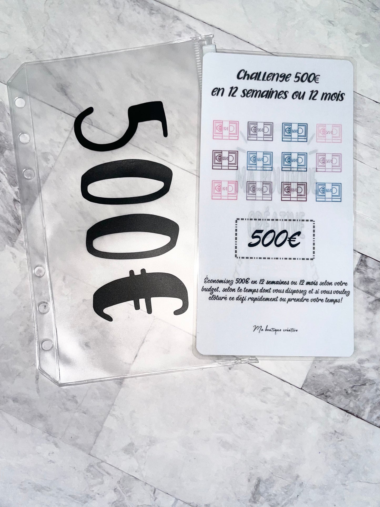 Kit challenge 500 euros enveloppe zip A6 + tracker