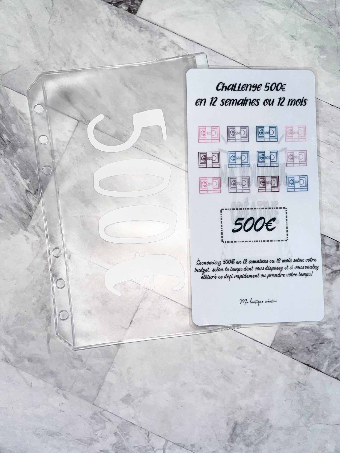 Kit challenge 500 euros enveloppe zip A6 + tracker