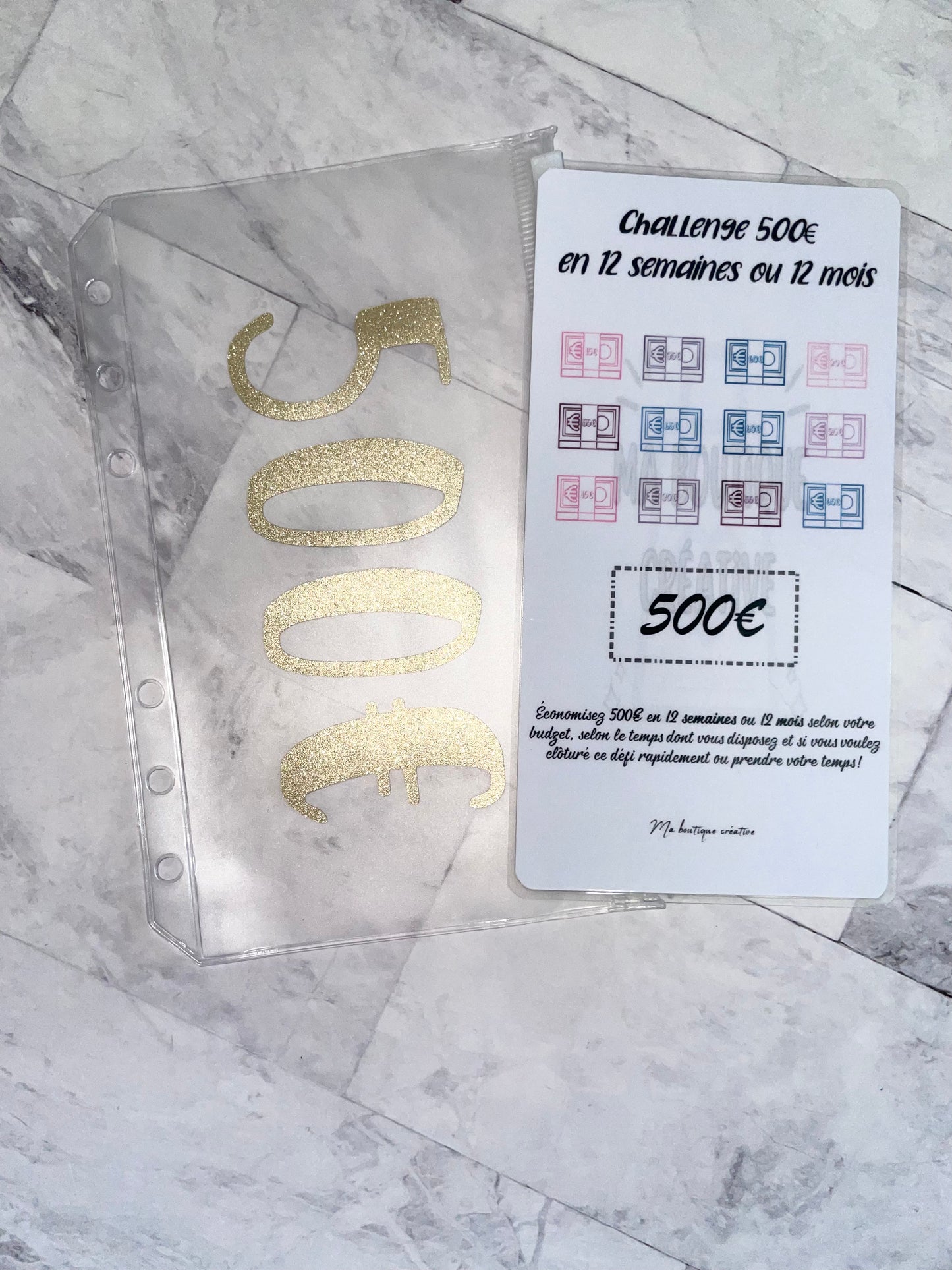 Kit challenge 500 euros enveloppe zip A6 + tracker