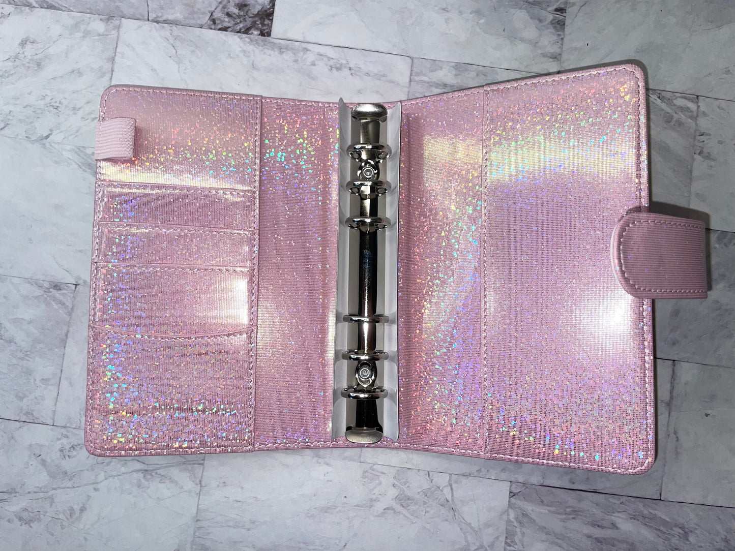 Classeur budget enveloppes paillettes holographique A6 personnalisable