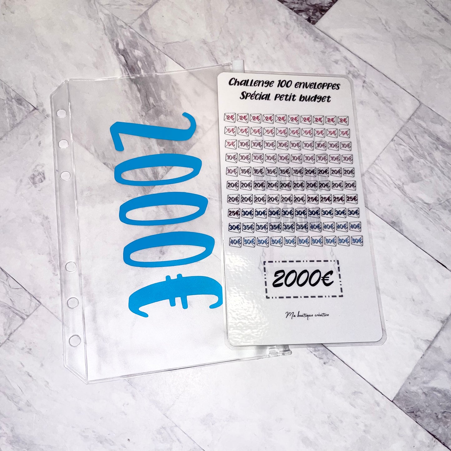 Kit challenge 100 enveloppes petit budget VERSION 2000€ enveloppe zip A6 + tracker