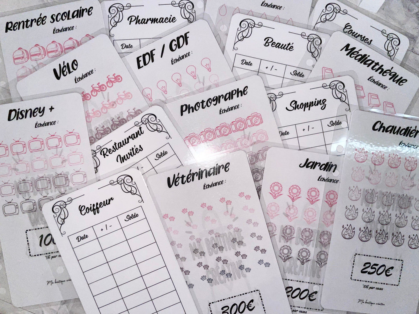 1 Tracker PERSONNALISÉ à la demande format A6 perforé sur le côté (ou non)