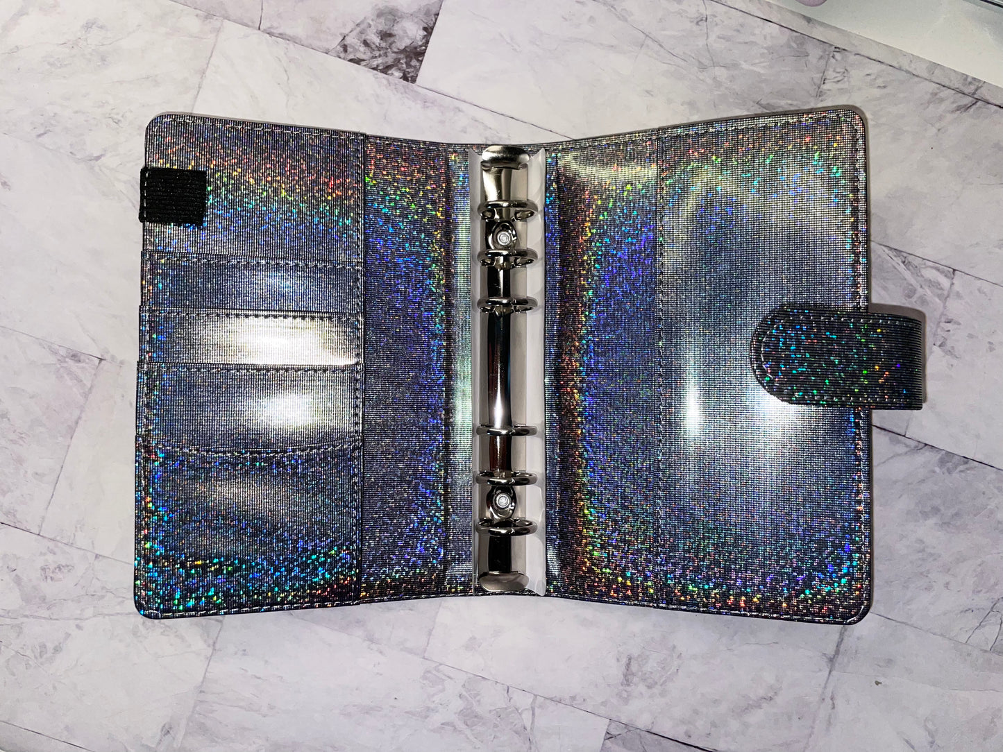 Classeur budget enveloppes paillettes holographique A6 personnalisable