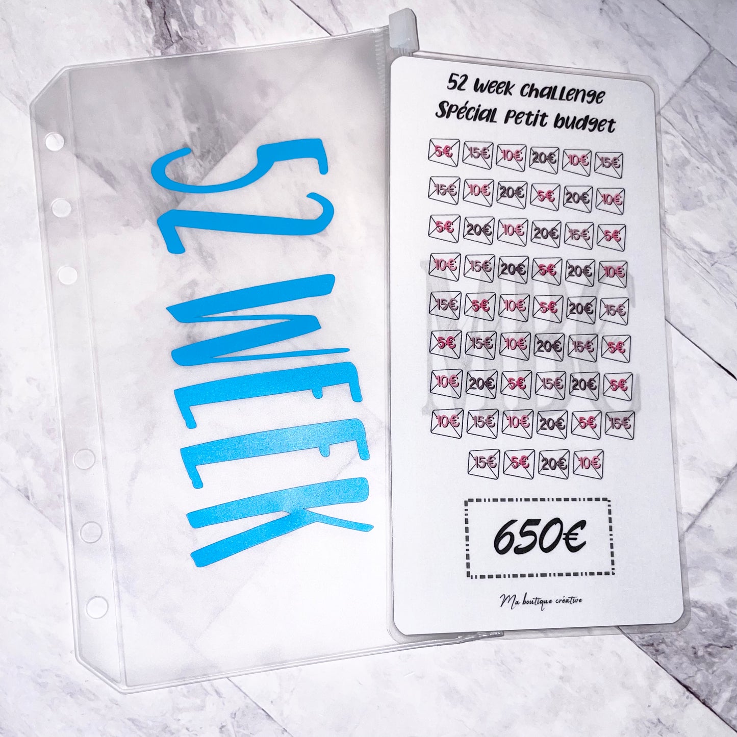 Kit 52 week challenge PETIT BUDGET enveloppe zip A6 + tracker