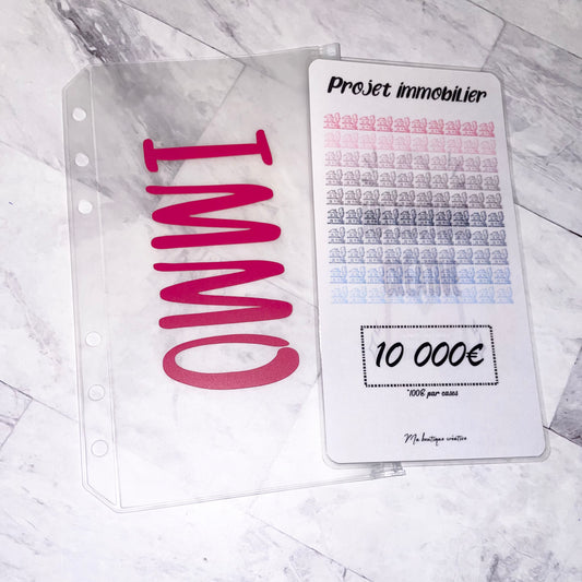 Kit Projet immobilier 10 000€ enveloppe zip A6 + tracker