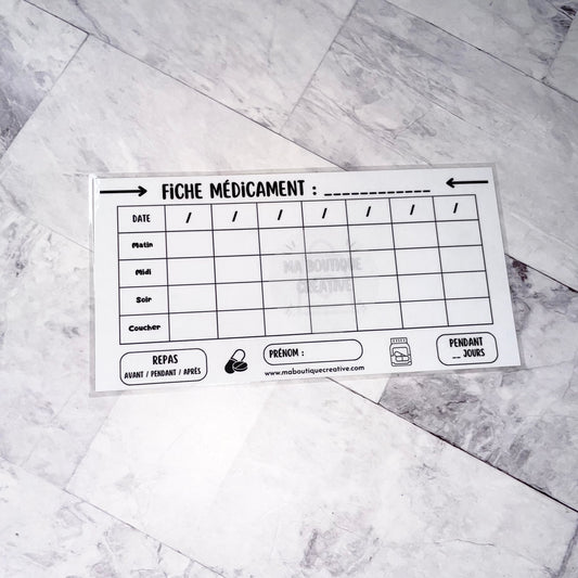 1 fiche prises médicament format A6