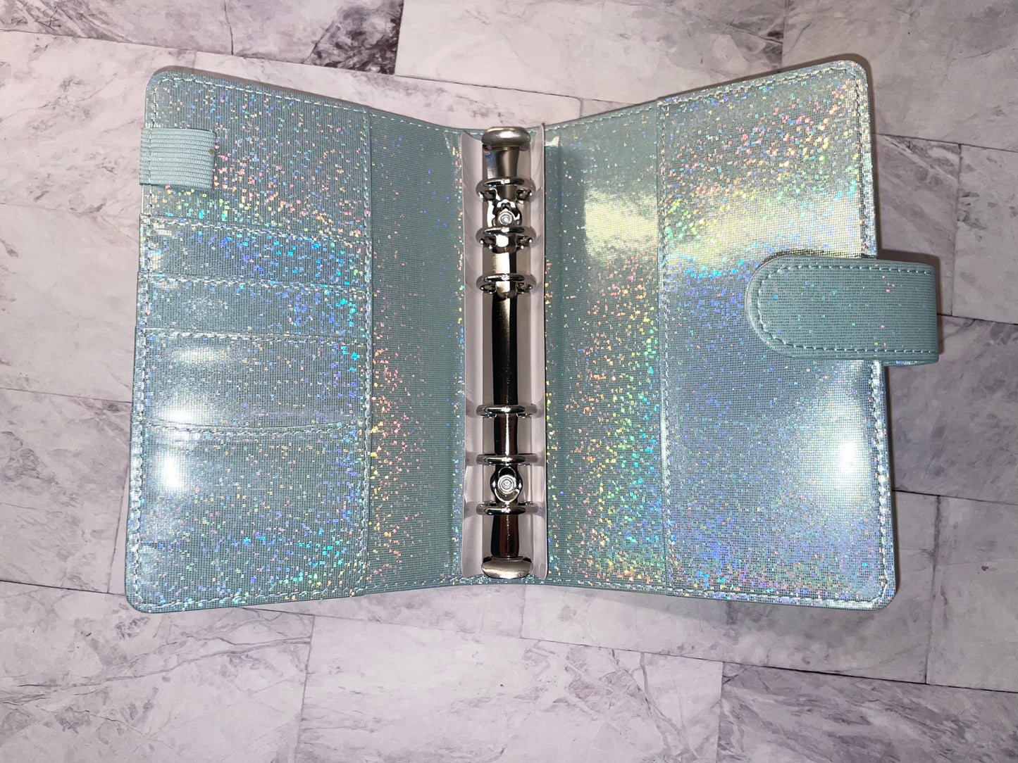 Classeur budget enveloppes paillettes holographique A6 personnalisable