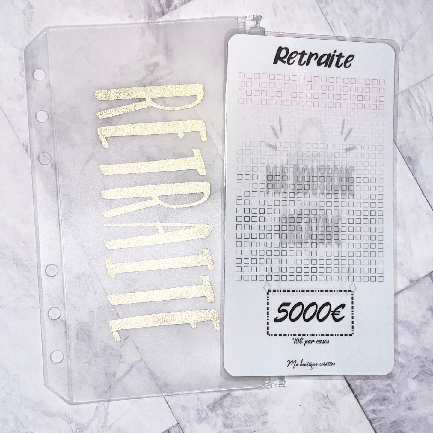 Kit Retraite 5000€ enveloppe zip A6 + tracker