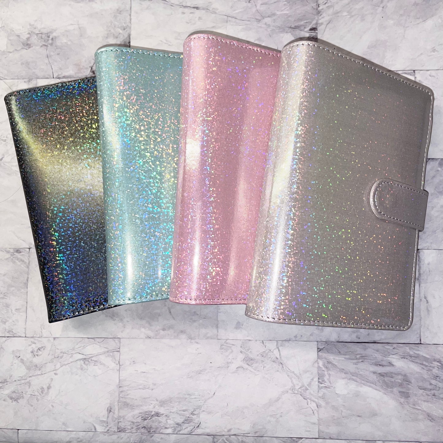 Classeur budget enveloppes paillettes holographique A6 personnalisable