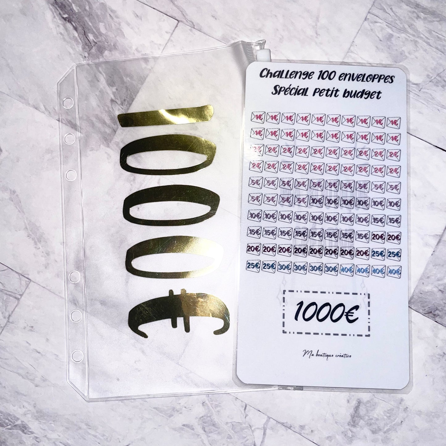 Kit challenge 100 enveloppes petit budget enveloppe zip A6 + tracker