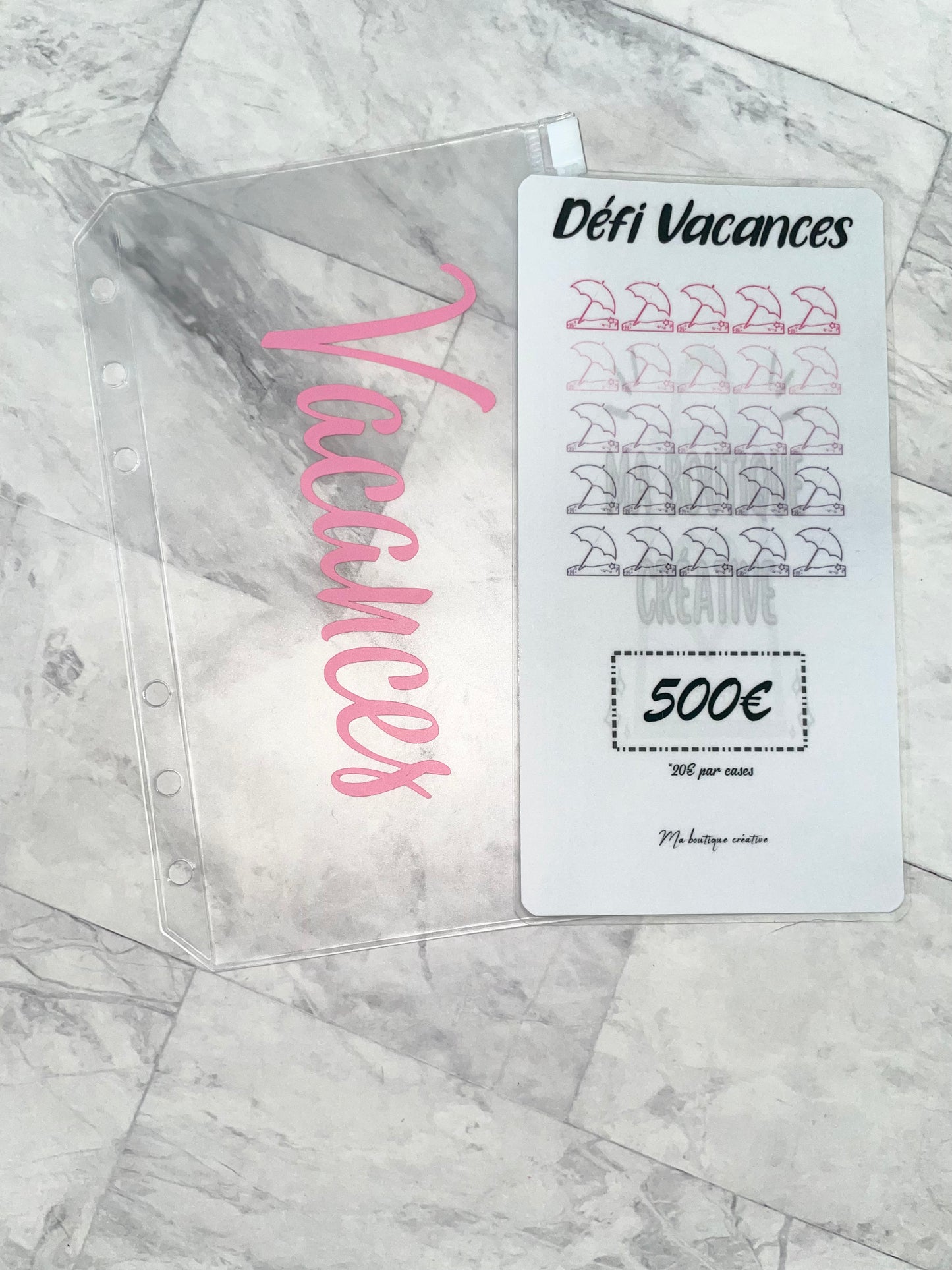 Kit défi vacances pour avoir 500€ enveloppe zip + tracker A6