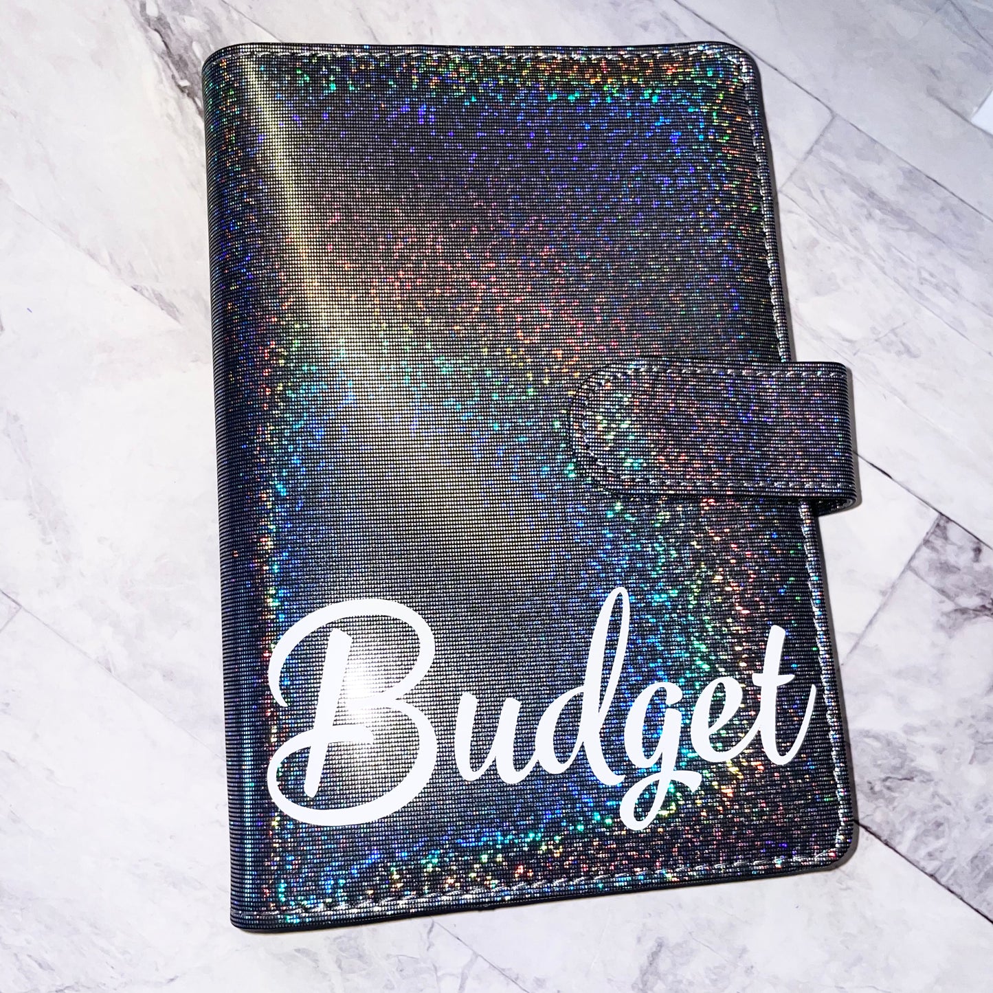 Classeur budget enveloppes paillettes holographique A6 personnalisable