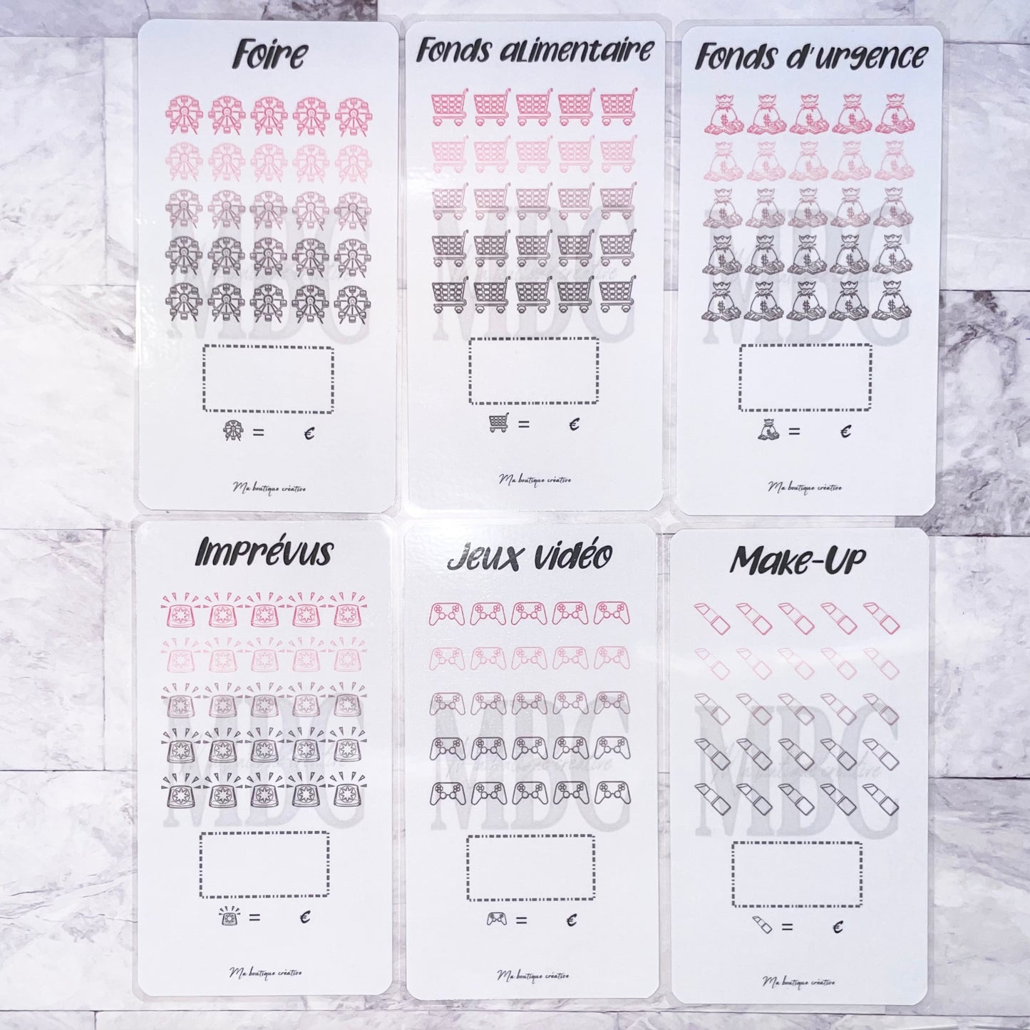 Trackers épargnes (diverses catégories au choix) format A6 (possible avec enveloppe)