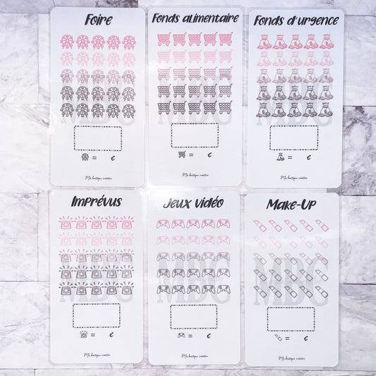 Trackers épargnes (diverses catégories au choix) format A6 (possible avec enveloppe)