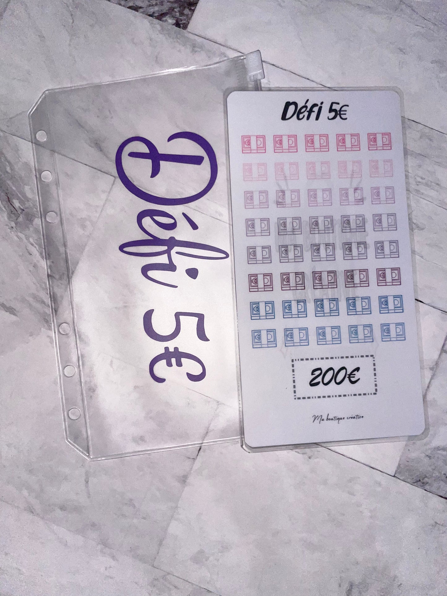 Kit défi 5€ pour avoir 200€ enveloppe zip A6 + tracker