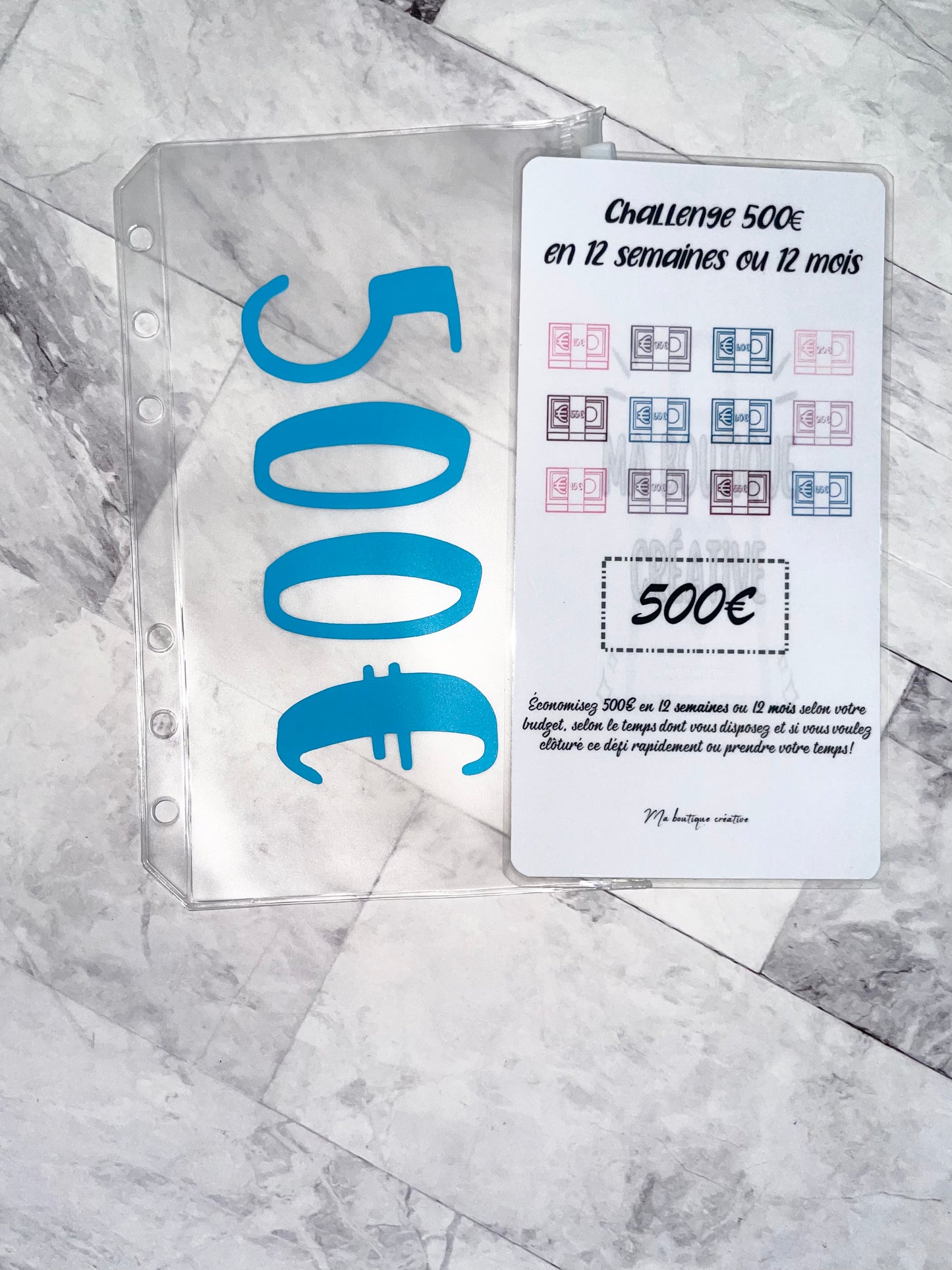 Kit challenge 500 euros enveloppe zip A6 + tracker