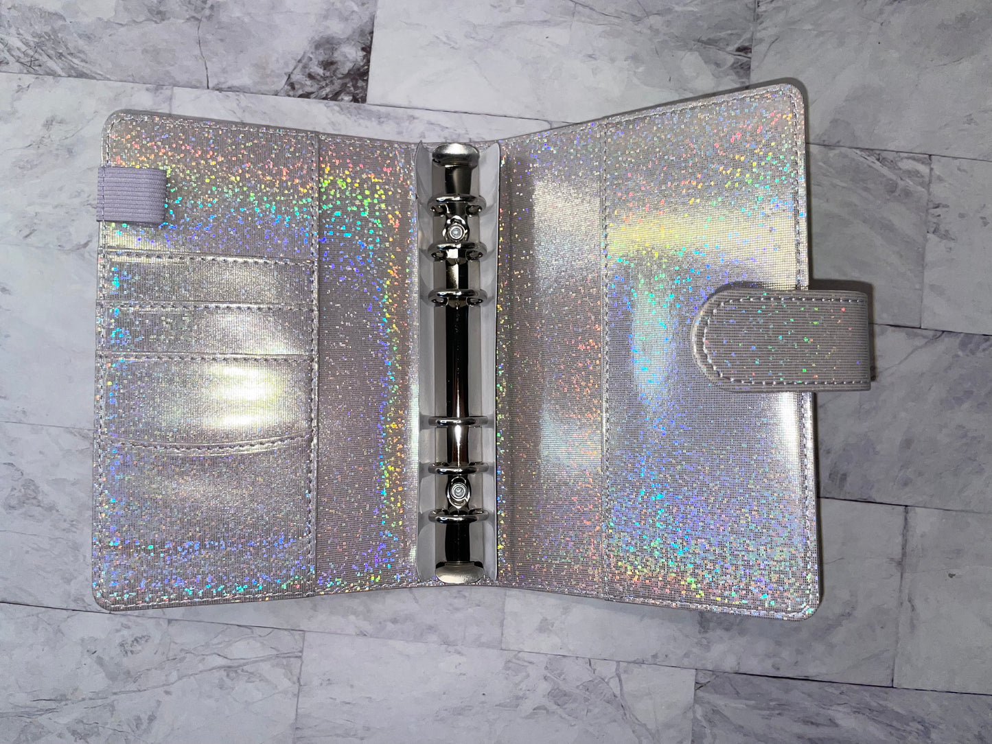 Classeur budget enveloppes paillettes holographique A6 personnalisable