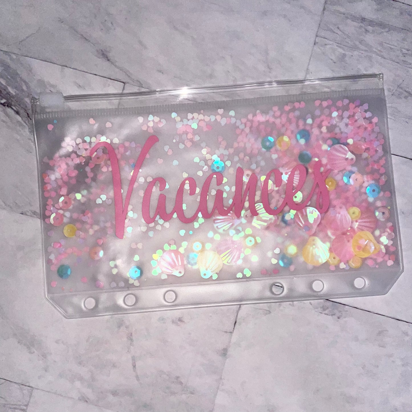 1 Enveloppe budget paillettes rose personnalisable format A6