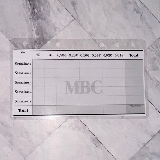 1 Tracker budget pièces de monnaies par semaines ET/OU par mois