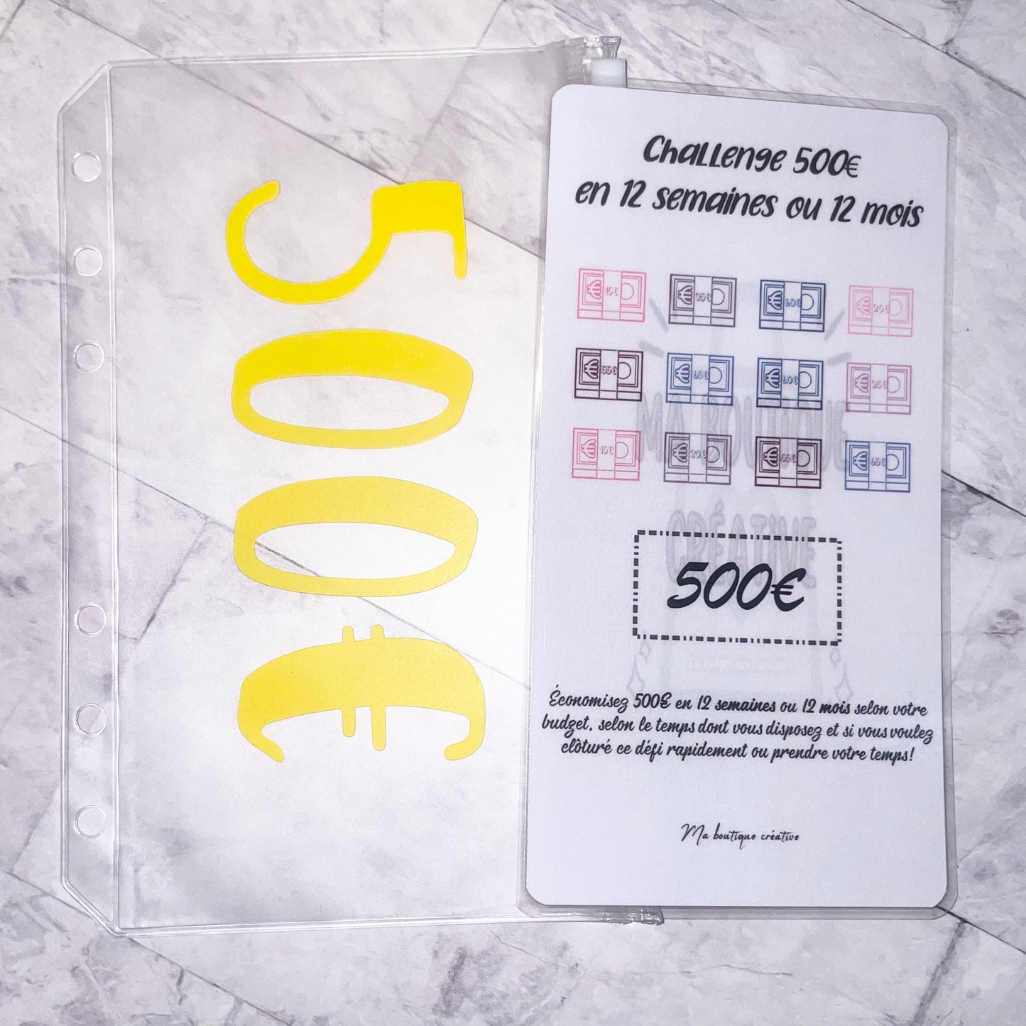 Kit challenge 500 euros enveloppe zip A6 + tracker