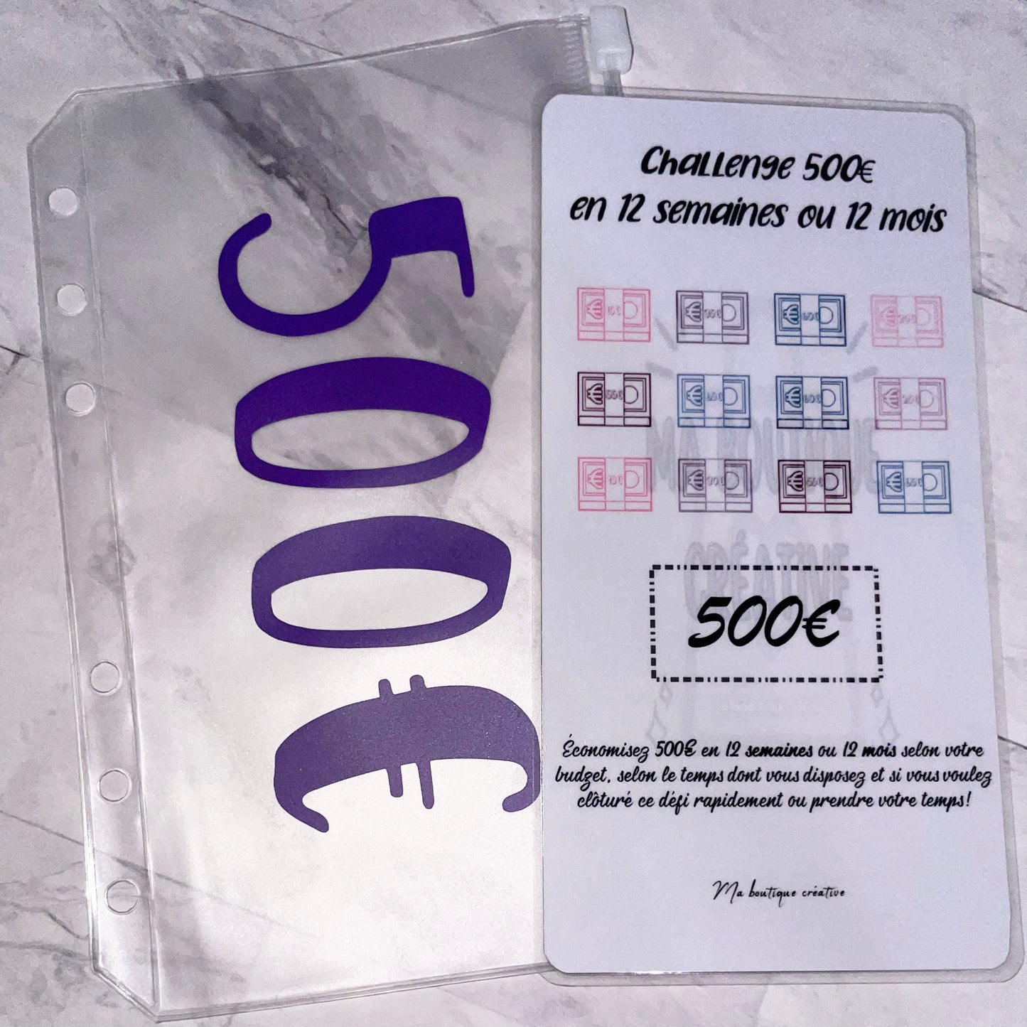 Kit challenge 500 euros enveloppe zip A6 + tracker