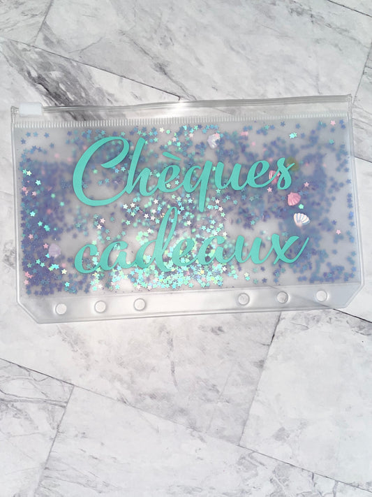 1 Enveloppe budget paillettes violette personnalisable format A6