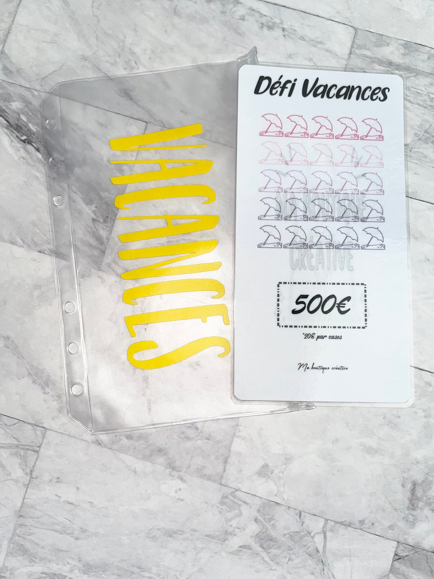 Kit défi vacances pour avoir 500€ enveloppe zip + tracker A6