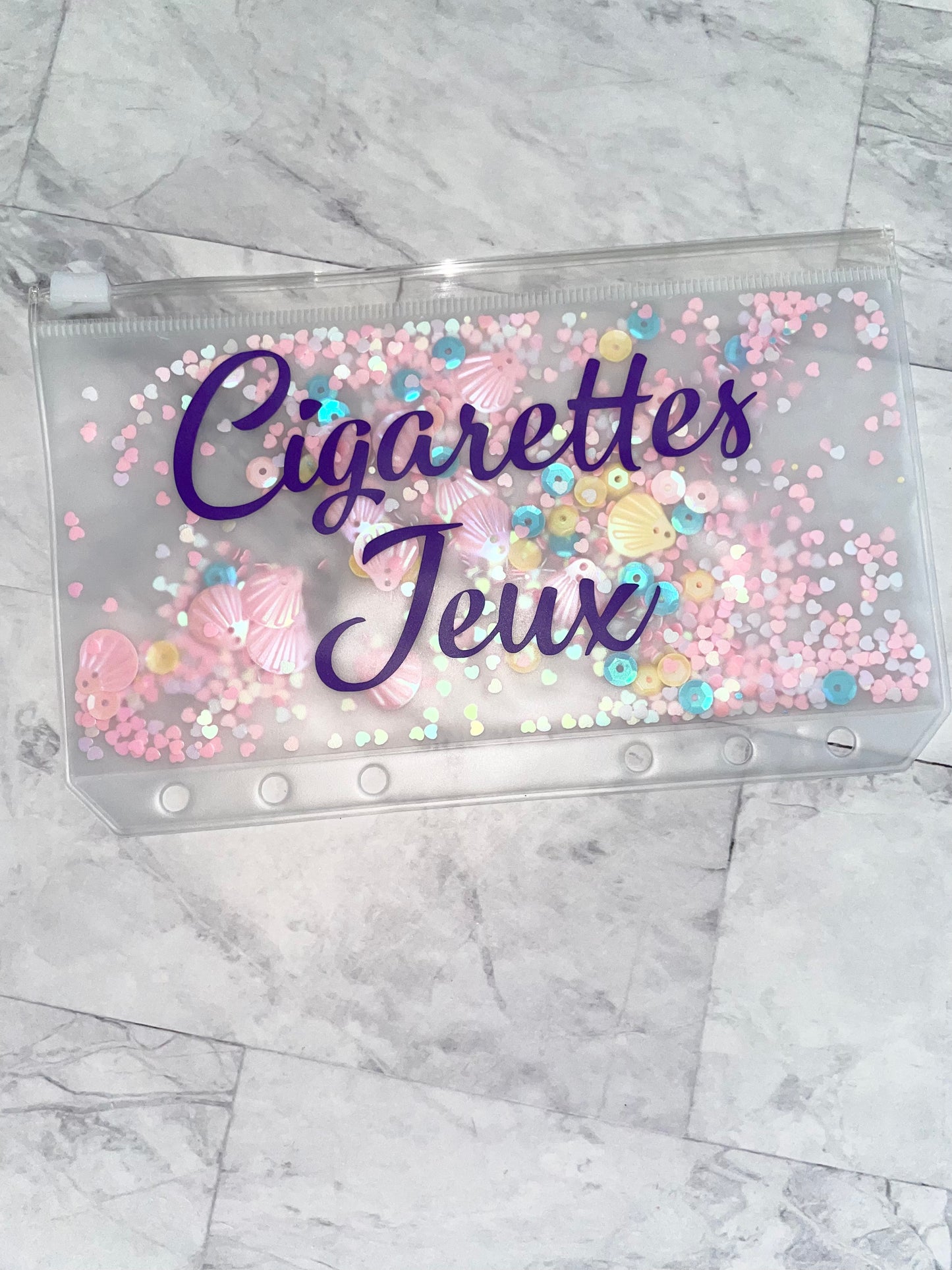 1 Enveloppe budget paillettes rose personnalisable format A6