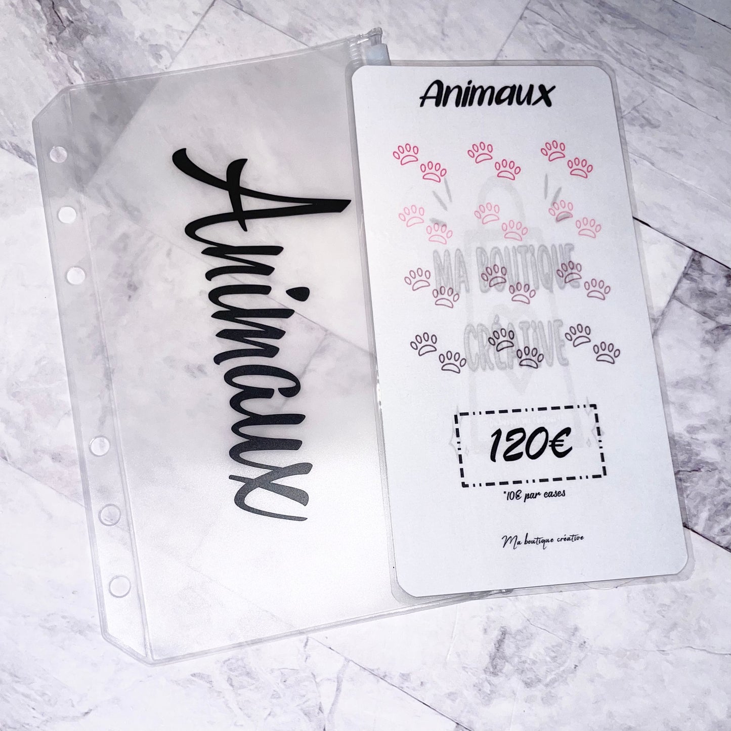 Kit Animaux 120€ enveloppe zip A6 + tracker