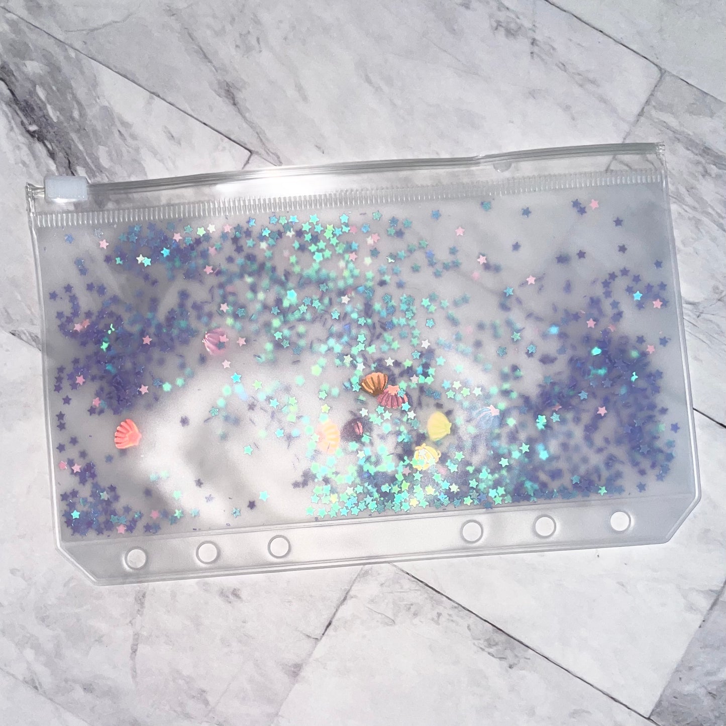 1 Enveloppe budget paillettes violette personnalisable format A6