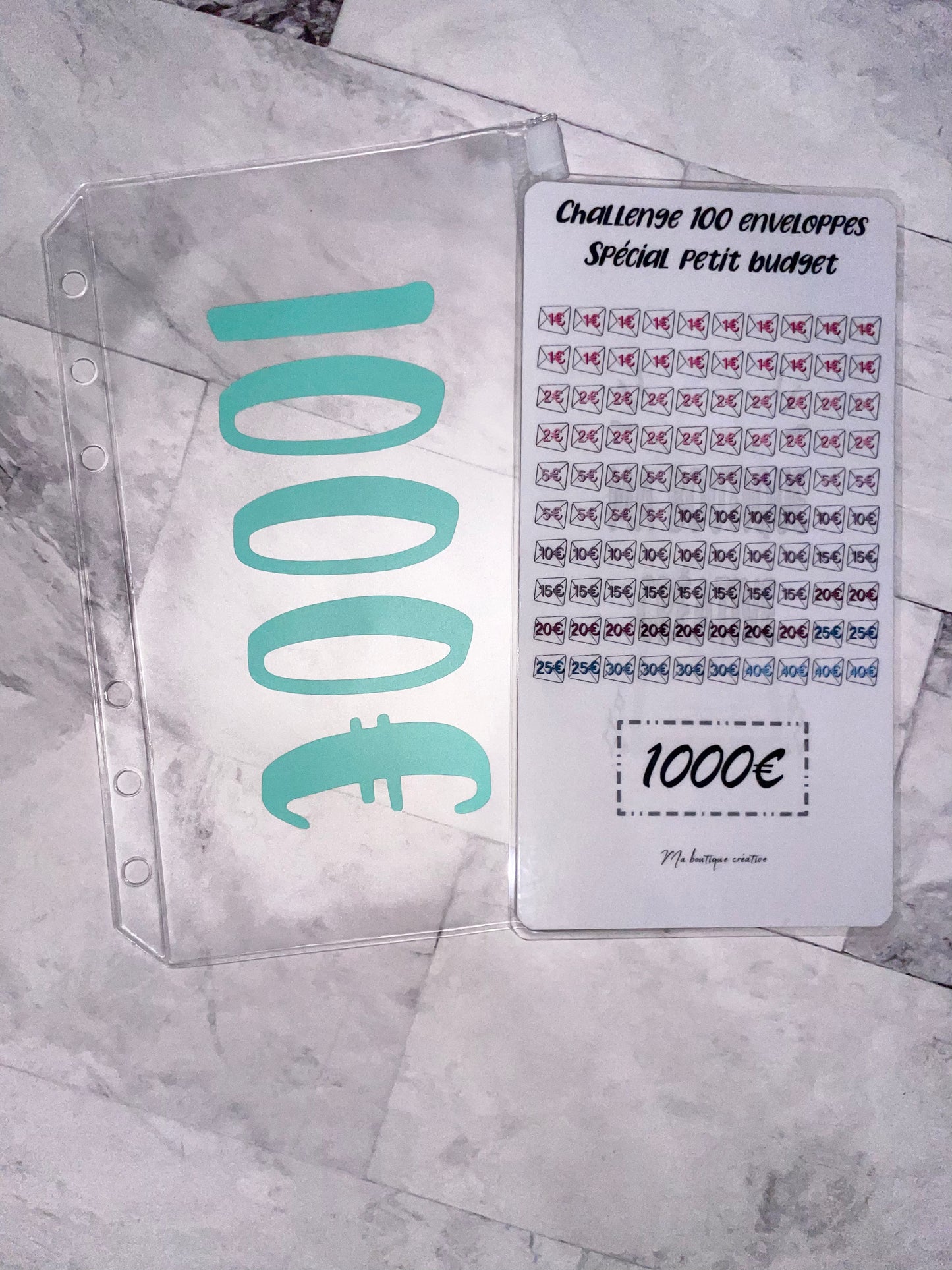 Kit challenge 100 enveloppes petit budget enveloppe zip A6 + tracker