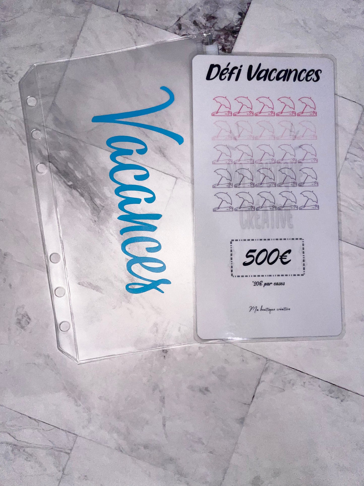 Kit défi vacances pour avoir 500€ enveloppe zip + tracker A6