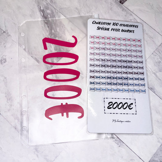 Kit challenge 100 enveloppes petit budget VERSION 2000€ enveloppe zip A6 + tracker