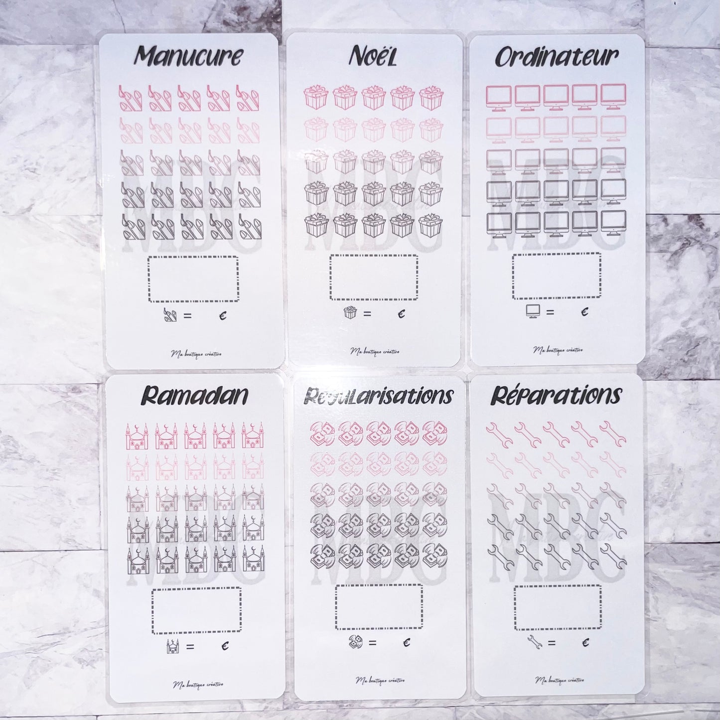 Trackers épargnes (diverses catégories au choix) format A6 (possible avec enveloppe)