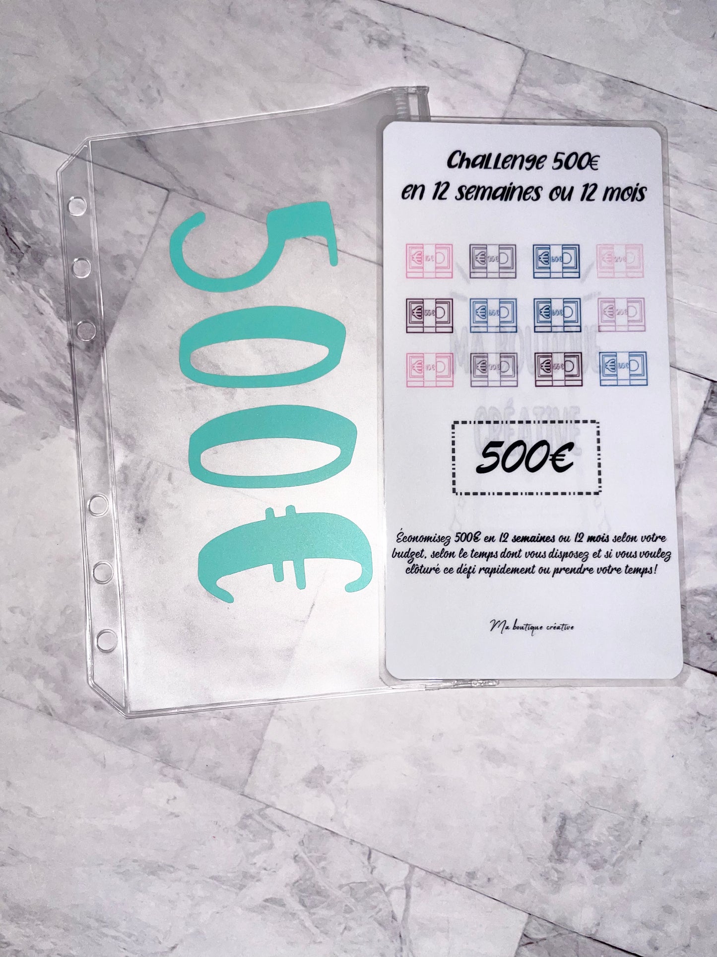Kit challenge 500 euros enveloppe zip A6 + tracker
