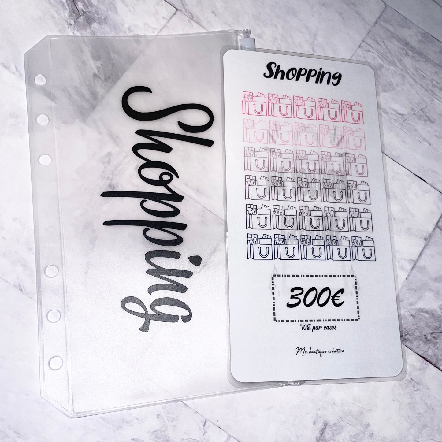 Kit Shopping 300€ enveloppe zip A6 + tracker