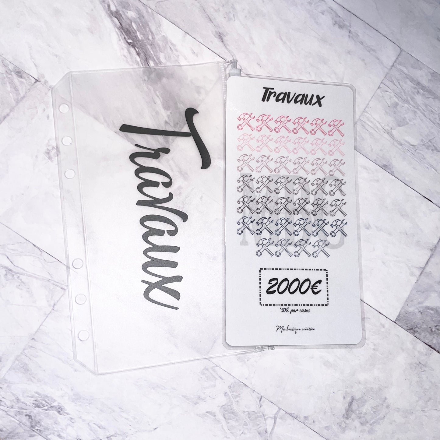 Kit Travaux 2000€ enveloppe zip A6 + tracker