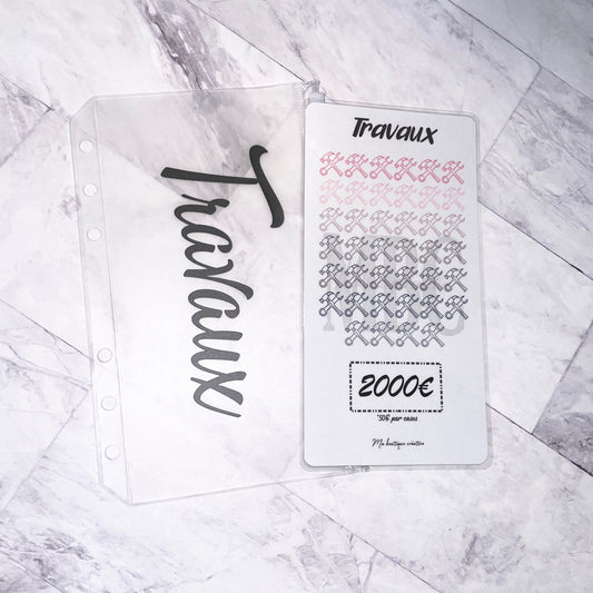Kit Travaux 2000€ enveloppe zip A6 + tracker
