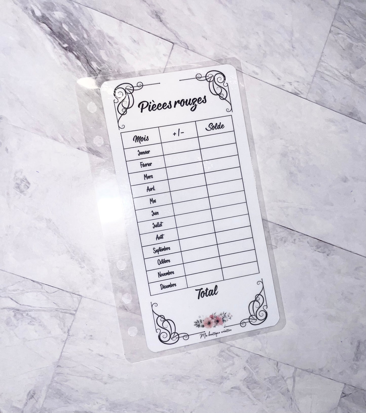 1 Tracker total pièces rouges format A6