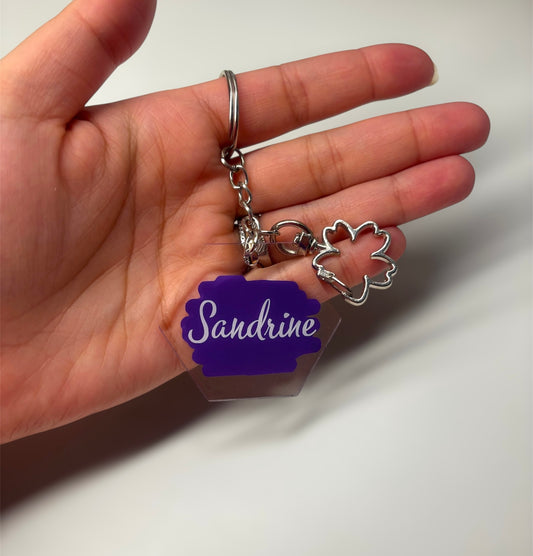 Porte clé personnalisé prénom ou text avec accroche trèfle [idée cadeaux]