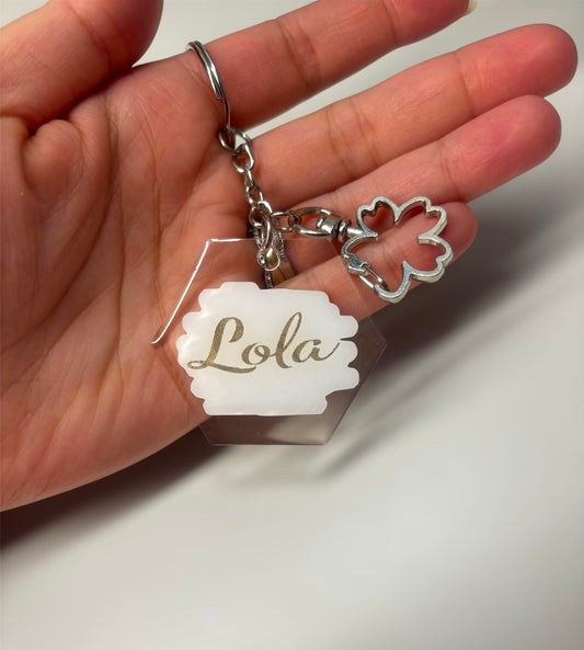 Porte clé personnalisé prénom ou text avec accroche trèfle [idée cadeaux]