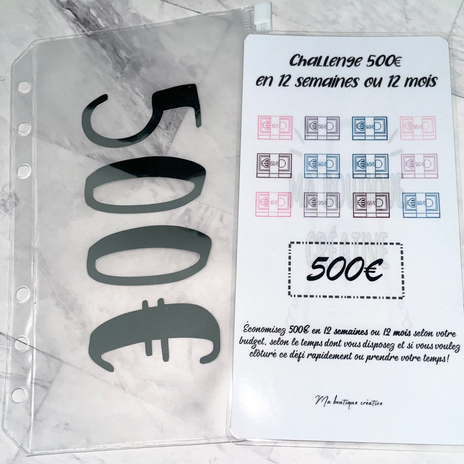 Kit défi voiture pour avoir 500€ enveloppe zip + tracker A6 – Ma boutique  creative
