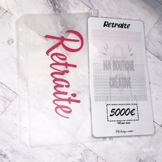 Kit Retraite 5000€ enveloppe zip A6 + tracker
